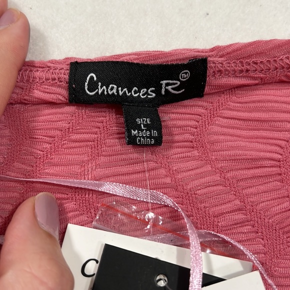 NWT Chances R Short Sleeve Blouse Shirt 2 Fer Twinset Pink Womens Size L - Picture 2 of 9